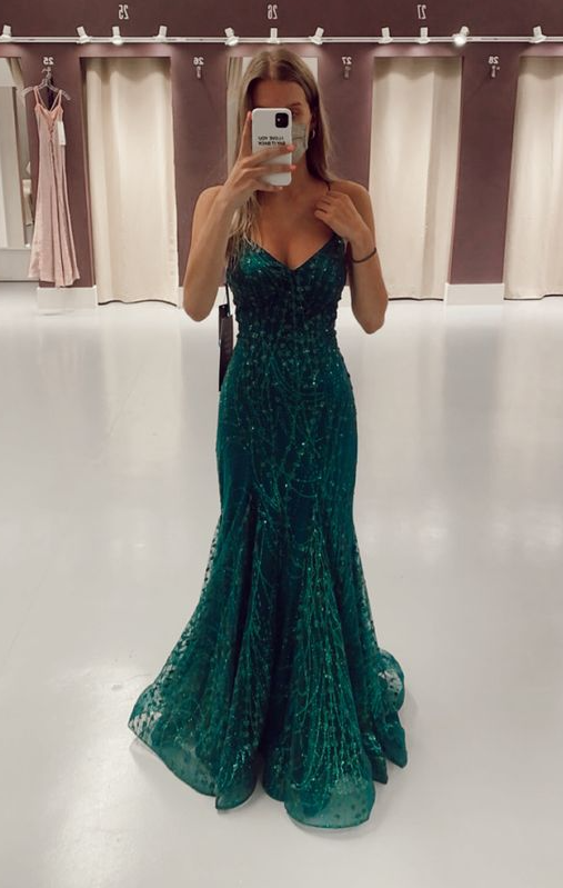 Green Long Mermaid Prom Dresses Formal Evening Gowns fg3165