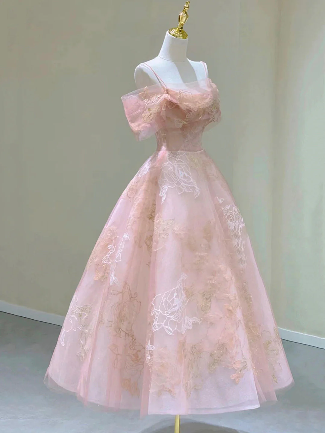 Pink Spaghetti Strap Tulle Lace Short Prom Dress, Cute A-Line Party Dress cg25029