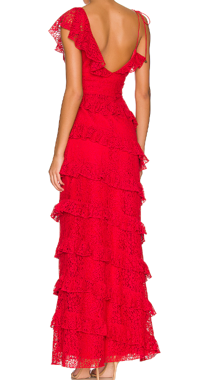 long red prom dresses, sexy lace evening dress with slit fg833