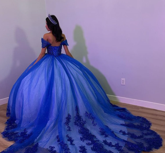 Vestido de quinceañera de princesa azul real, vestidos de dulces 16