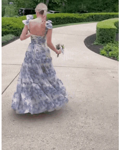 Beautiful Floral Print Chiffon Long Prom Dresses Evening Dress fg1915