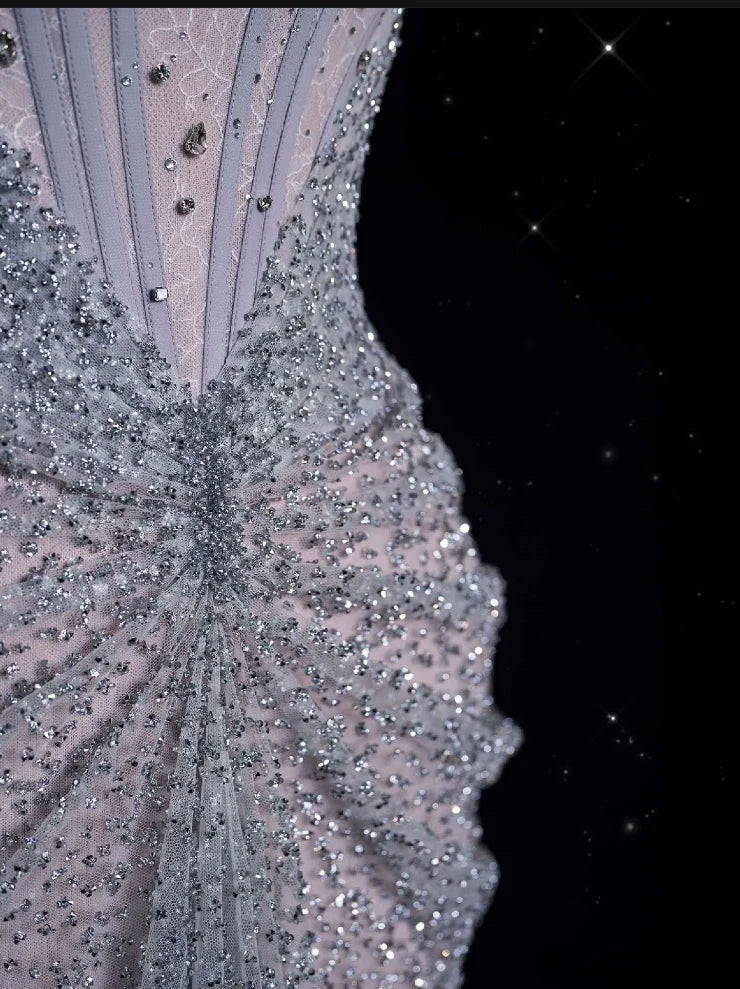 Gorgeous Mermaid Off Shoulder Sequined Long Ball Gown Formal Evening Gown Wedding Dress gh4380