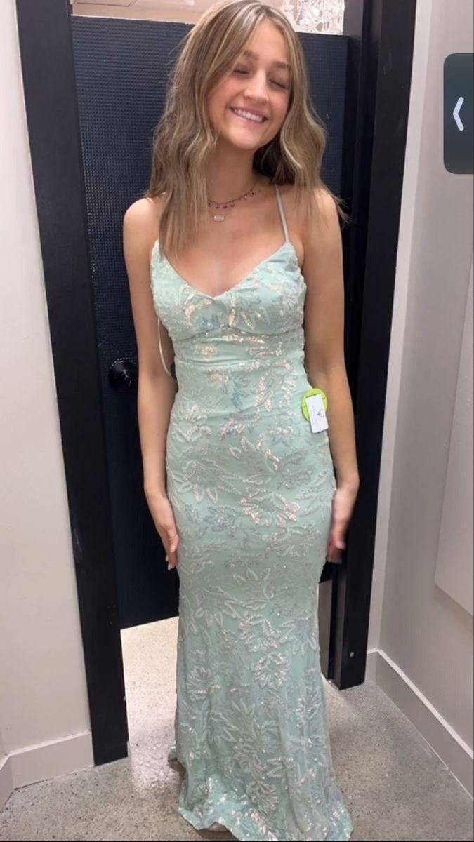 Hermoso vestido de sirena con cuello halter y encaje verde menta para cumpleaños número 23, vestido de fiesta, atuendos de cumpleaños para mujeres D2670