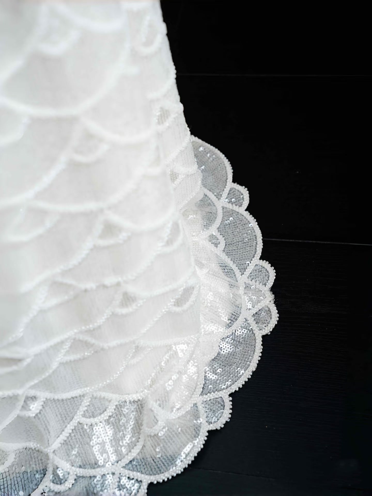 Hermoso vestido de novia de sirena, cuello alto, lentejuelas, blanco, largo, modesto, D2723