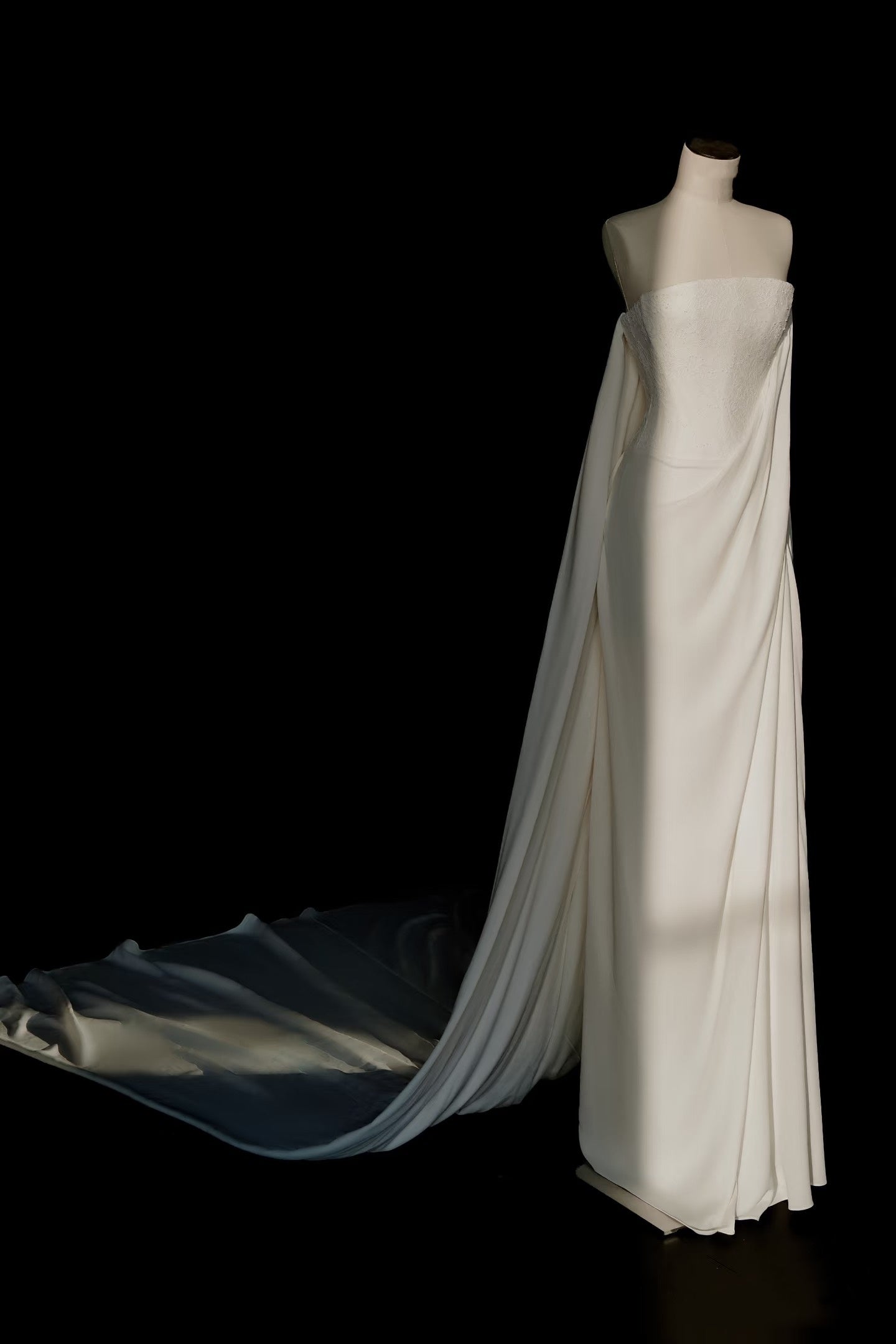 Vestido de novia sencillo, sin tirantes, de encaje blanco, largo hasta el suelo, estilo minimalista, D2740