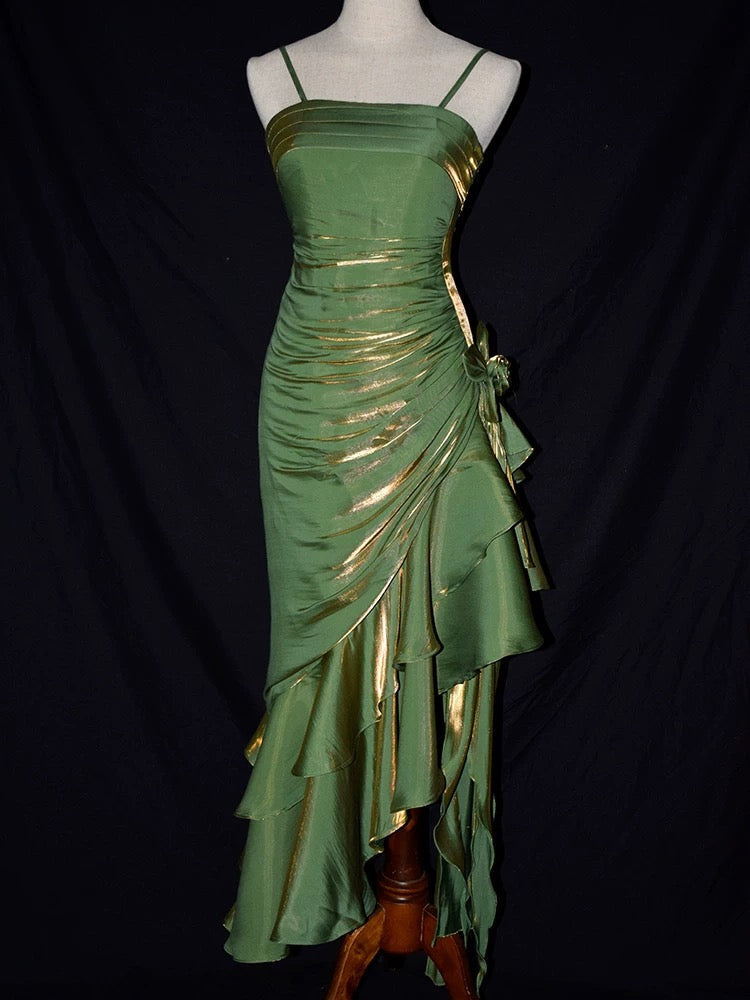 Spaghetti Straps Satin Long Party Dresses Woman Dress Elegant Party