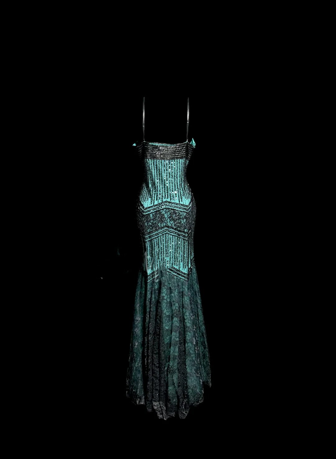 Aesthetic Mermaid Spaghetti Straps Green Prom Dress Long Party Dress SD2919