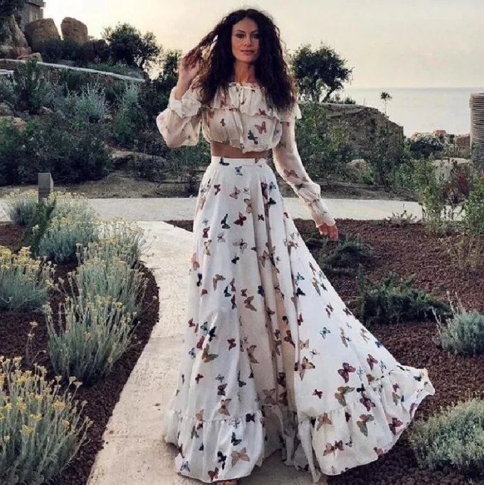 Sexy Off Shoulder Butterflies Floral Printed Maxi Dress Prom Dresses SH325