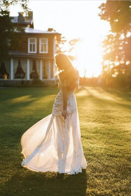 Sparkle Mermaid Off The Shoulder Wedding Gown With High Slit, Shine Dress Wedding Party Dress SH557