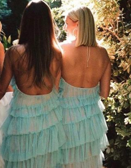 New Style Halter Layered Tulle Pink Prom Dresses SH560