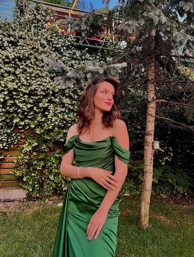 Off The Shoulder Green Slit Long Prom Dressï¼_retty Evening Dress SH664