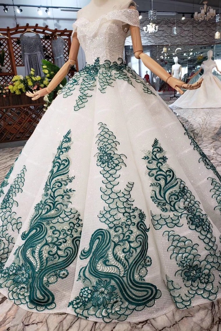 Off The Shoulder Sparkly Quinceanera Gown Beads Sequins Appliques Prom Dress GP48