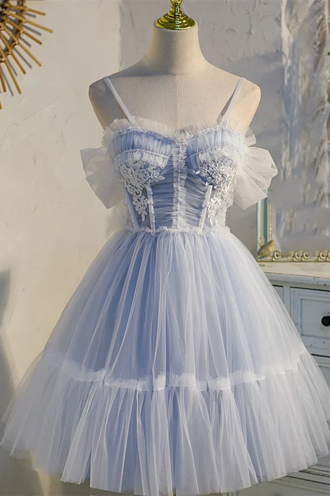Sweet Light Blue A-line Short Party Dress Homecoming Dress , AST1184