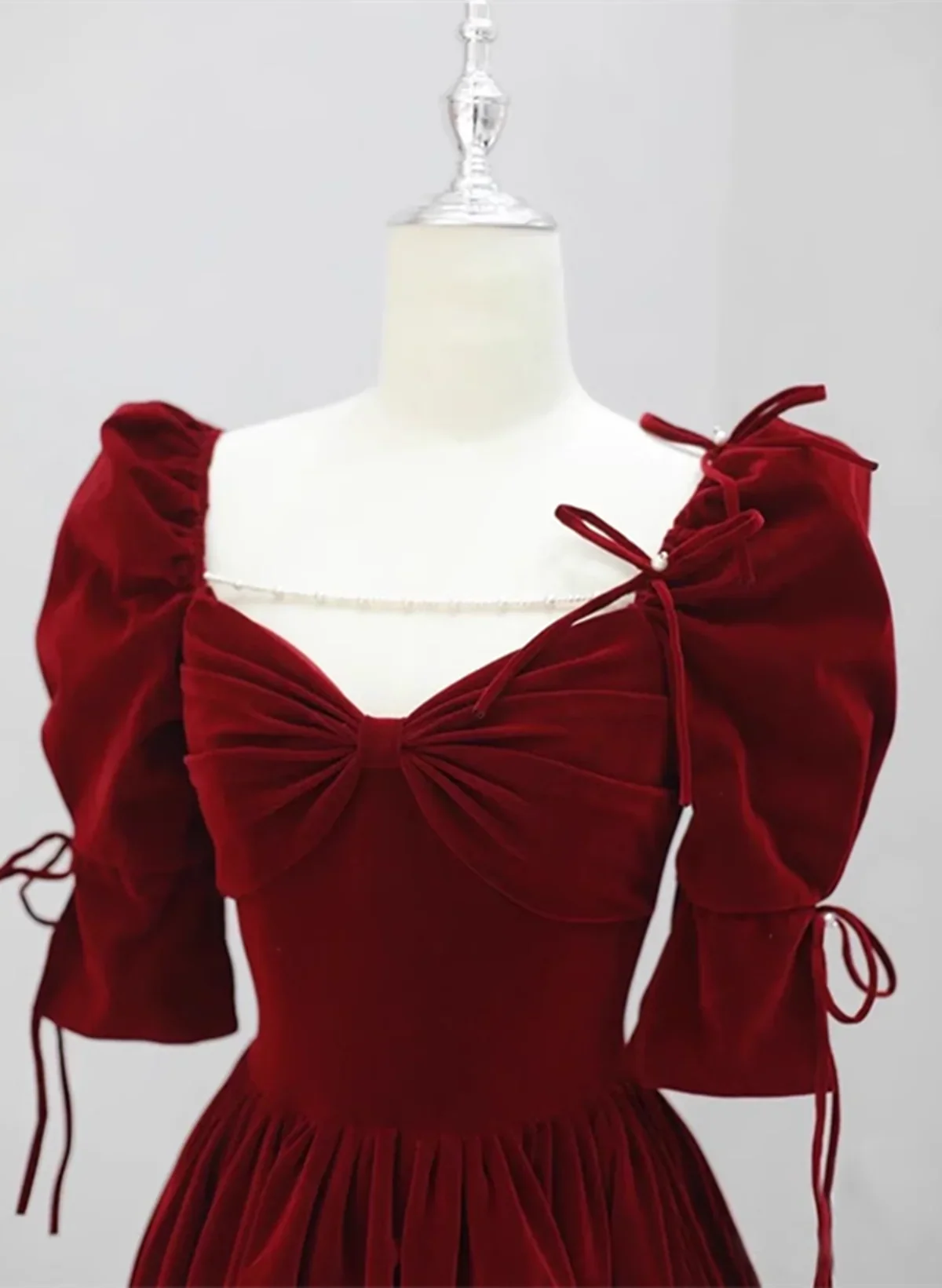 Beautiful Wine Red Long A-line Velvet Prom Dress, Long Evening Dress Party Dress TP1226