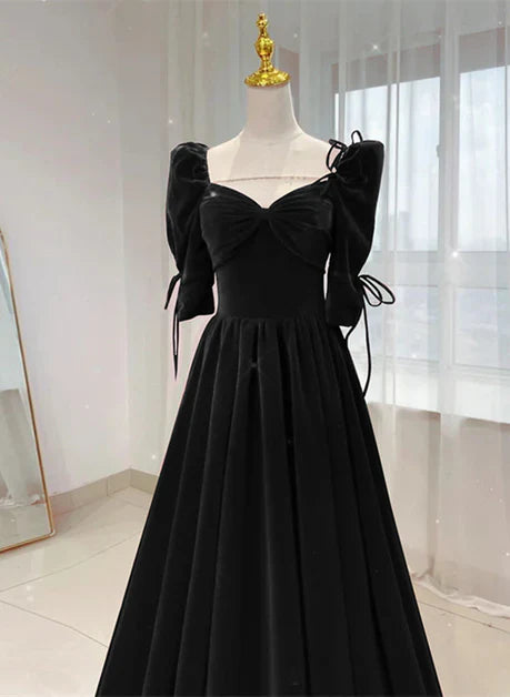 Beautiful Wine Red Long A-line Velvet Prom Dress, Long Evening Dress Party Dress TP1226