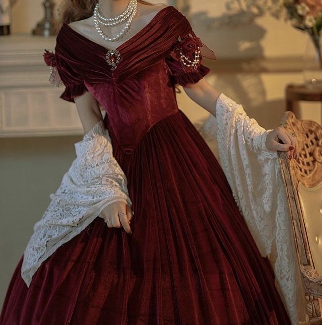 Vestido de fiesta largo vintage de terciopelo burdeos con escote en V y corte en A TP1598