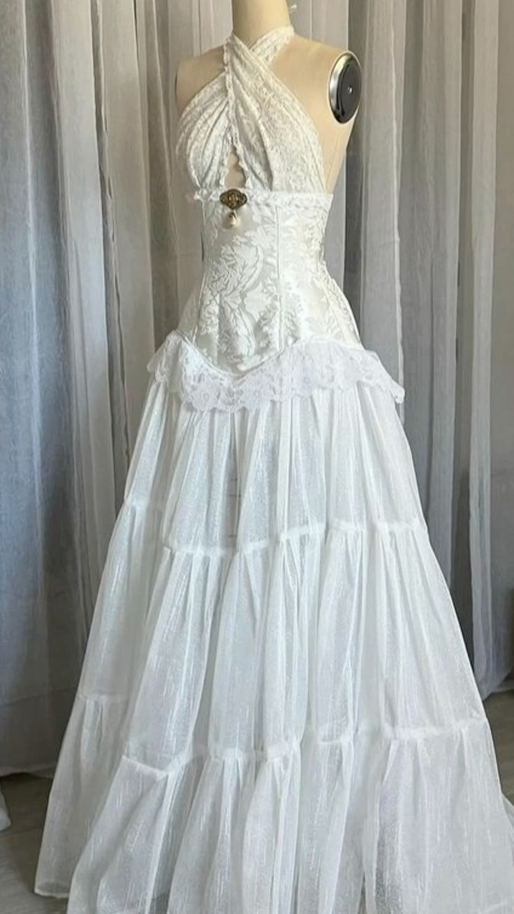Vestido de novia vintage de encaje blanco, sin mangas y cuello halter, vestido de noche TP1825