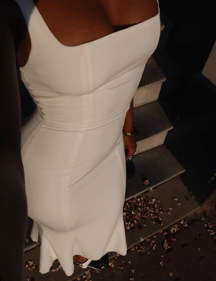 Vestido de noche formal con tirantes de sirena, sencillo, blanco, TP1929