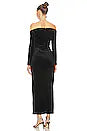 Elegante vestido de noche formal de terciopelo, con hombros descubiertos y manga larga, color negro, estilo sirena, TP1946