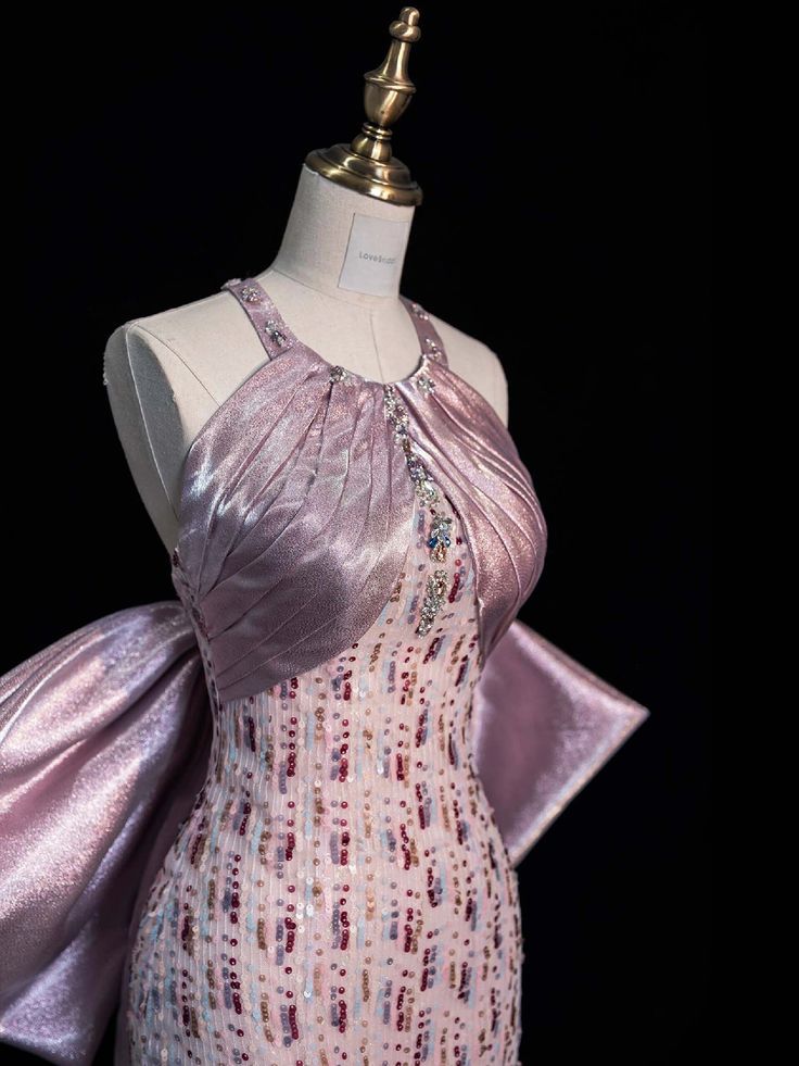 Vestido de noche elegante de sirena con hombros descubiertos, lazo de satén, lentejuelas y tul, largo hasta el suelo, TP1977