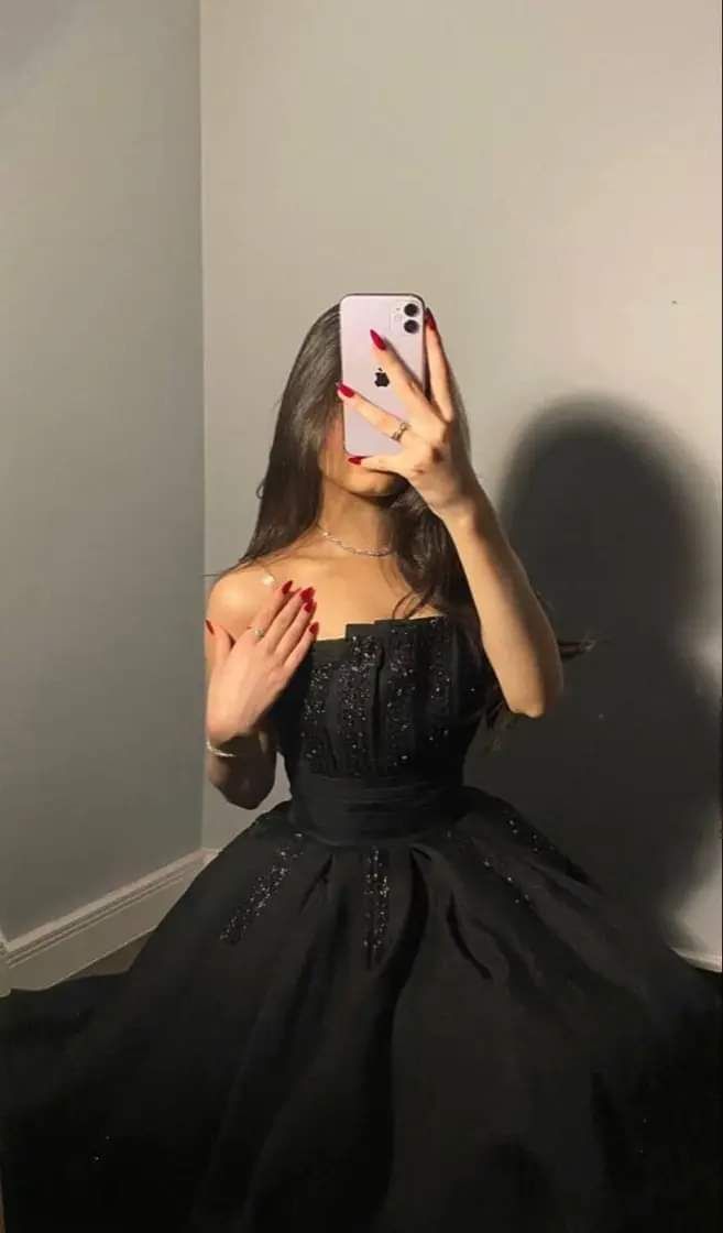 Charming Black Strapless Sleeveless Ball Gown Evening Dress TP2043