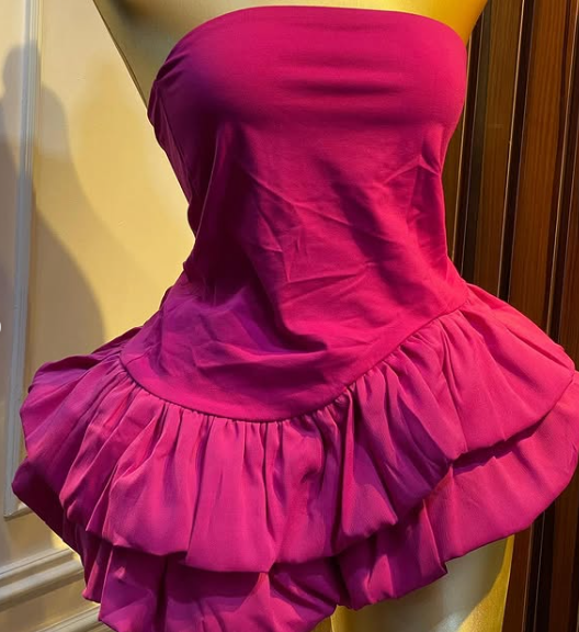 Sexy Bright Pink Mermaid Strapless Sleeveless Short Homecoming Dress TP2060