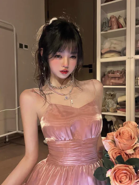 Sweet Pink A-line Spaghetti Strap Short Birthday Party Dress Homecoming Dress TP2075