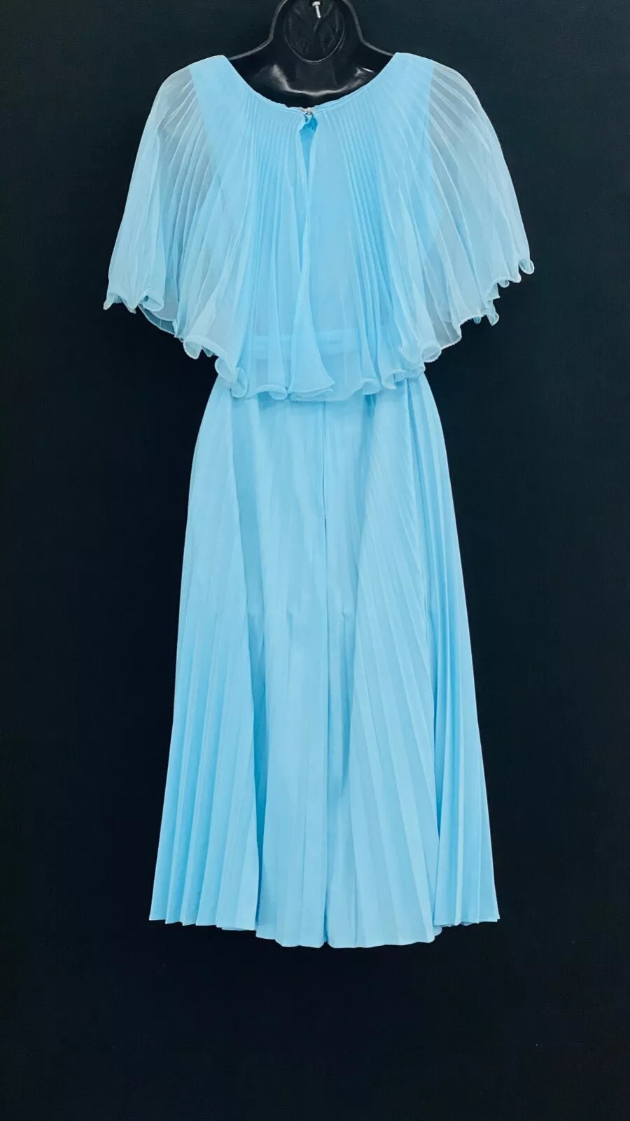 Elegante vestido de noche formal plisado hasta los tobillos con corte en A en azul TP2160