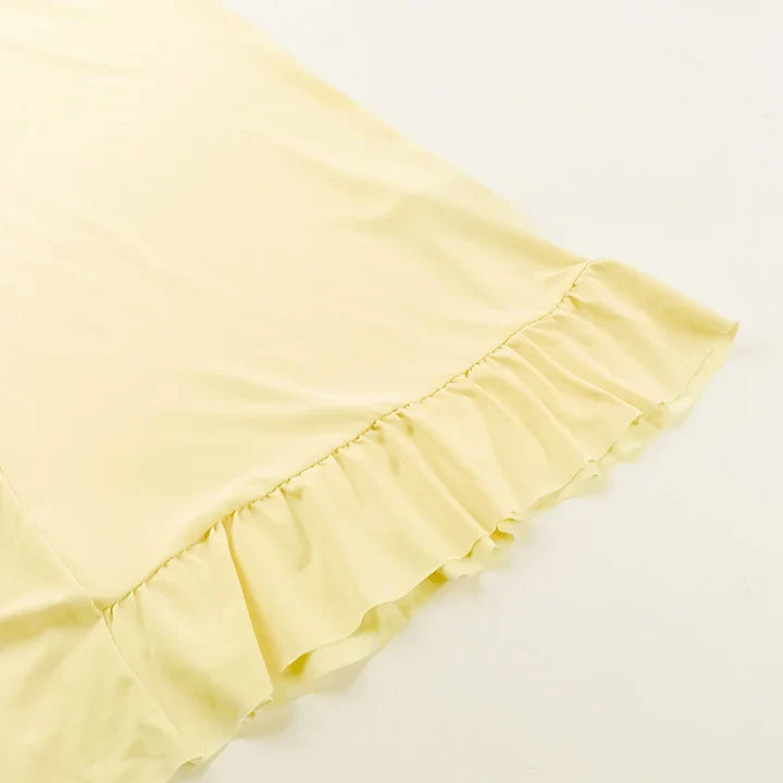 Elegante vestido de noche amarillo claro con tirantes y escote en V TP2344
