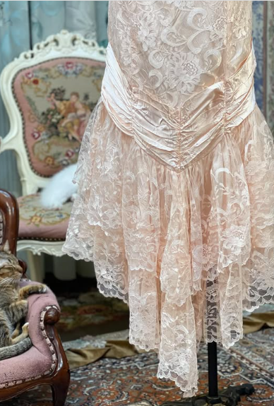 Vestido de noche largo con escote corazón, sin tirantes, de satén y lazo de encaje, color rosa, TP2380