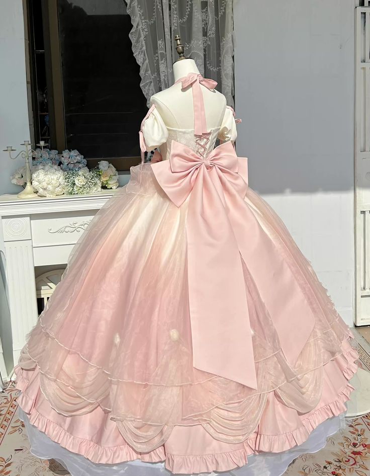 Vestido de quinceañera con escote halter, corte en A, lazo, para fiesta de cumpleaños, graduación, baile, TP2386