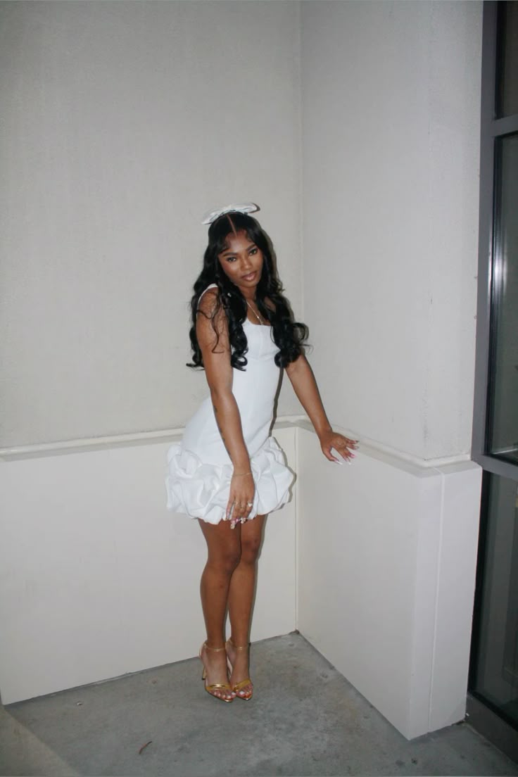 Cute White Off Shoulder Puff Skirt Short Party Dress Homecoming Dress TP2456