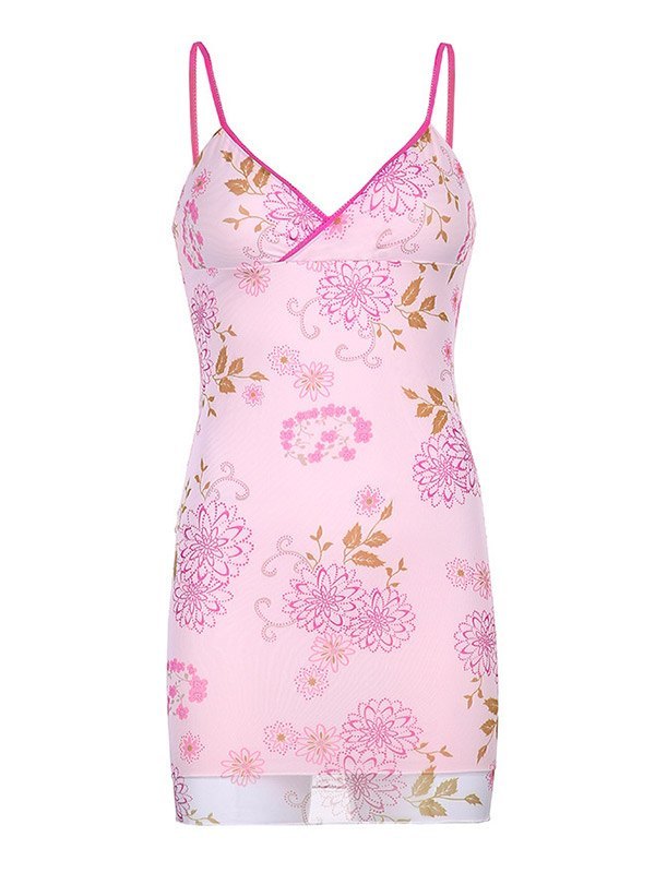 Sexy V-neck halter pink printed tight short party dress homecoming dress TP2493