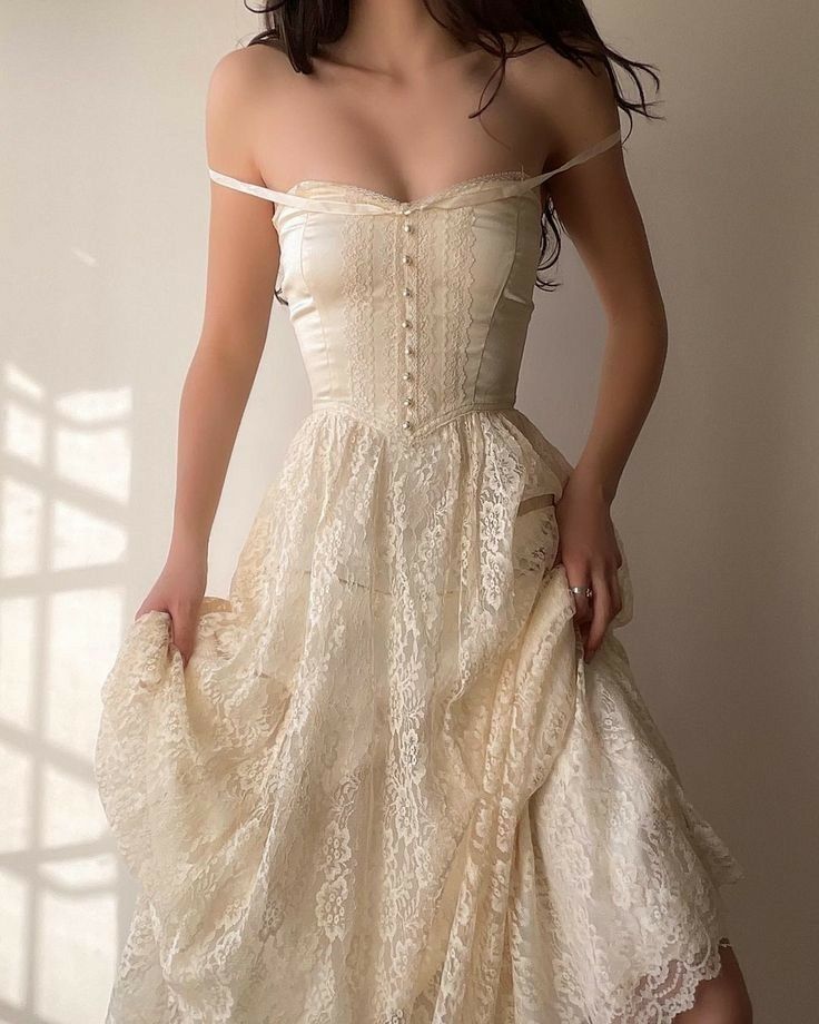 Vestido de novia vintage color marfil con tirantes finos y encaje, corte A, TP2530