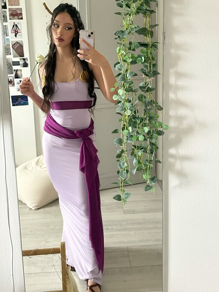 Vestido de fiesta largo tipo sirena, sin tirantes, color morado, encantador, TP2617