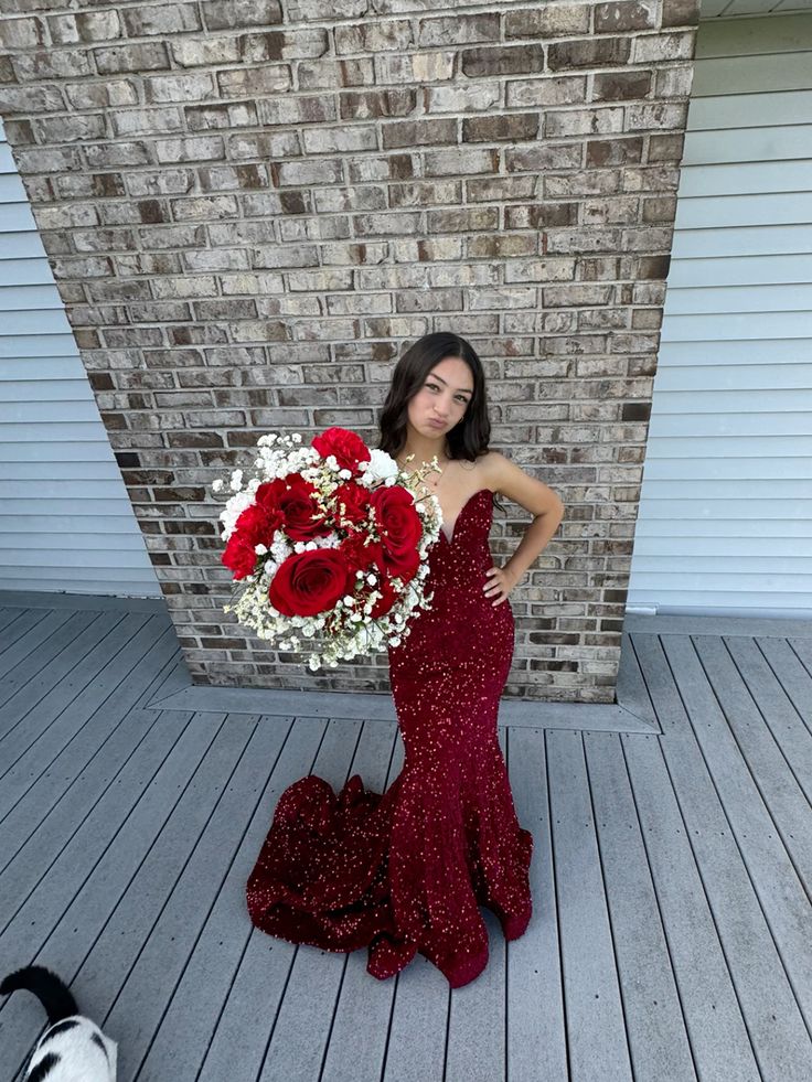 Gorgeous Strapless Mermaid Floor-length Ball Gown Evening Dress TP2709