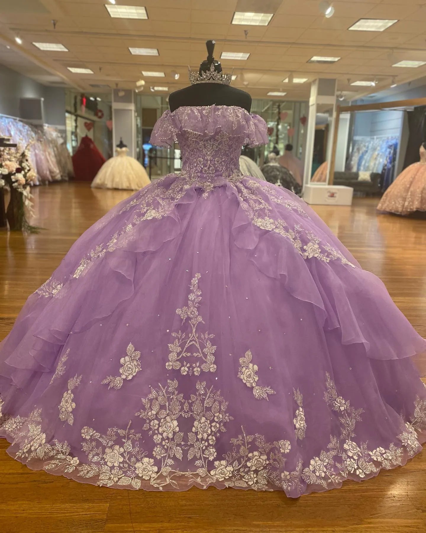 Vestido de fiesta de tul morado con hombros descubiertos, corte A, estilo fantasía, para noche y cumpleaños, TP2716