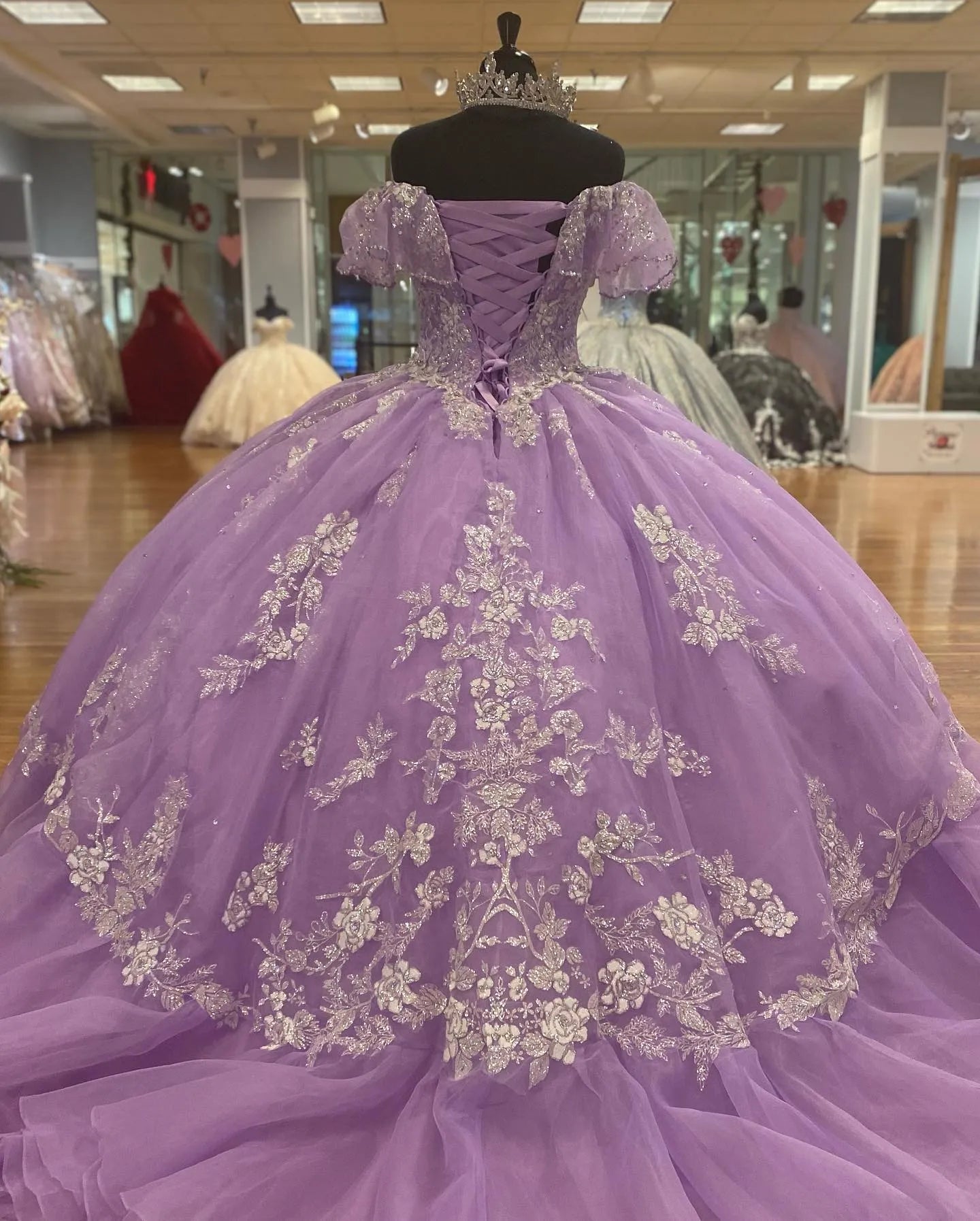 Vestido de fiesta de tul morado con hombros descubiertos, corte A, estilo fantasía, para noche y cumpleaños, TP2716
