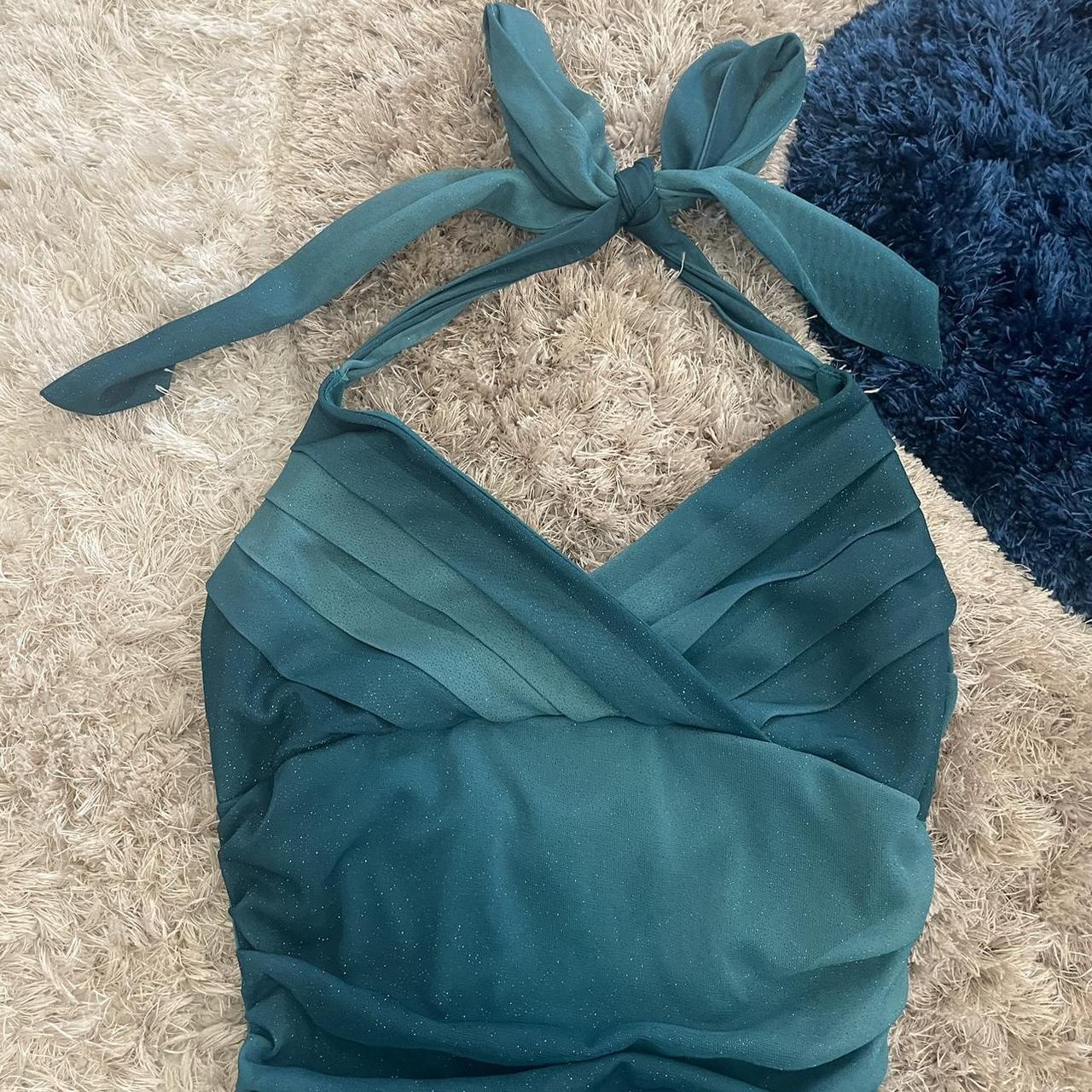 Beautiful Gradient Blue Halter Neck V Neck Chiffon Mini Party Dress Homecoming Dress TP2778