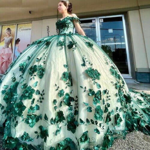 Red Off The Shoulder 3D Flowers Sweet 16 Party Dress Quinceanera Dresses SH822