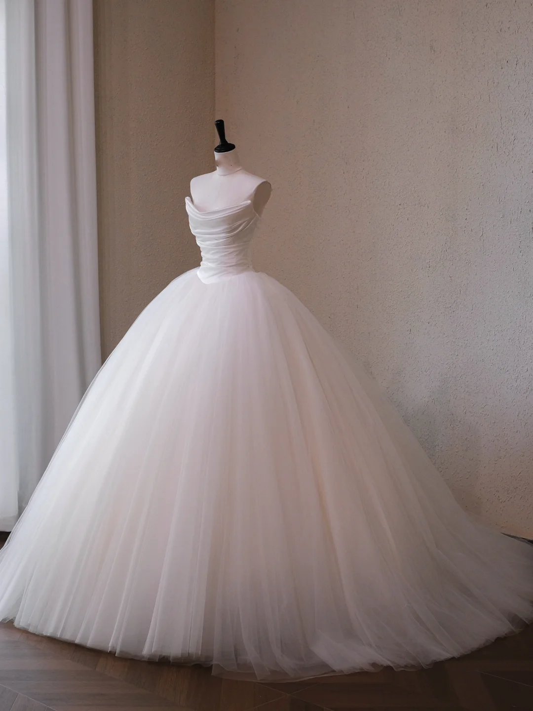 Vestido de novia modesto, vestido de fiesta, escote corazón, tul blanco, largo, vestido de novia, W0125