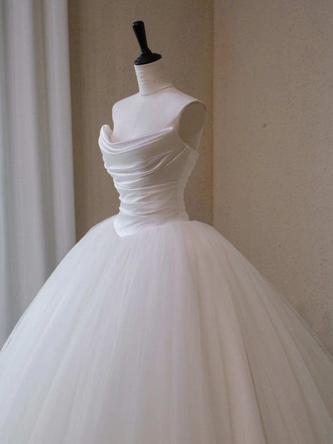 Vestido de novia modesto, vestido de fiesta, escote corazón, tul blanco, largo, vestido de novia, W0125