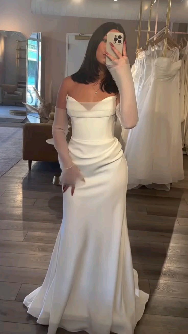 Vestido de novia de ensueño con escote corazón de sirena, satén blanco, largo de verano, W0138