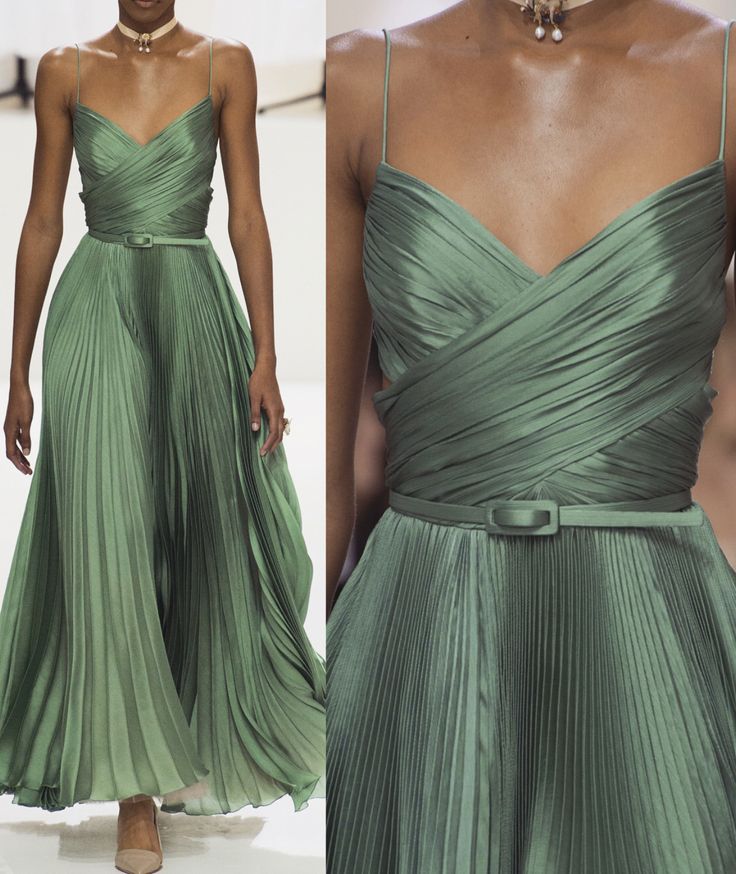 Vestidos de fiesta verdes con tirantes finos y corte en A, vestidos formales de verano y primavera para invitadas de boda, atuendo para invitadas de boda W0200