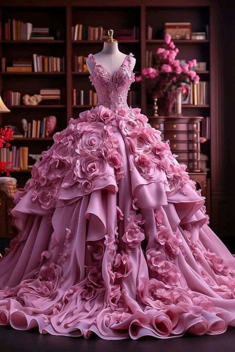 Hermoso vestido de fiesta con escote corazón y flores rosas para quinceañera, vestido largo para dulces 16, vestido formal de 15 años W0286