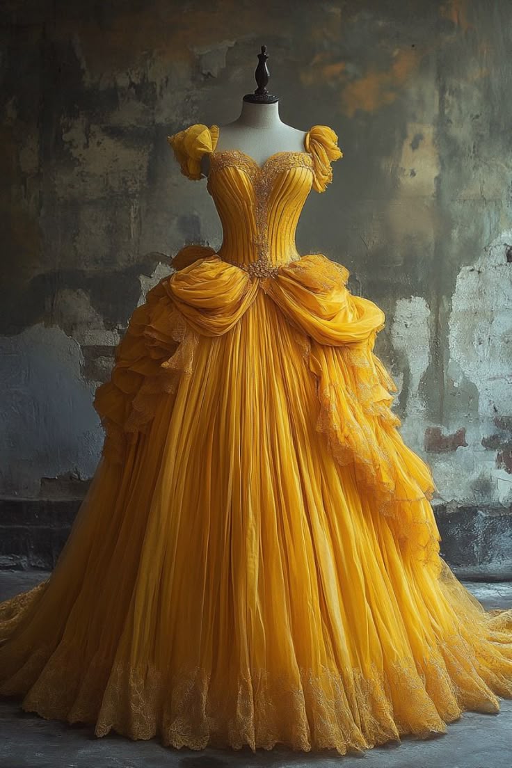 Hermoso vestido de quinceañera largo de tul amarillo con escote corazón, vestido formal de 15 años, vestido de dulces 16 W0319