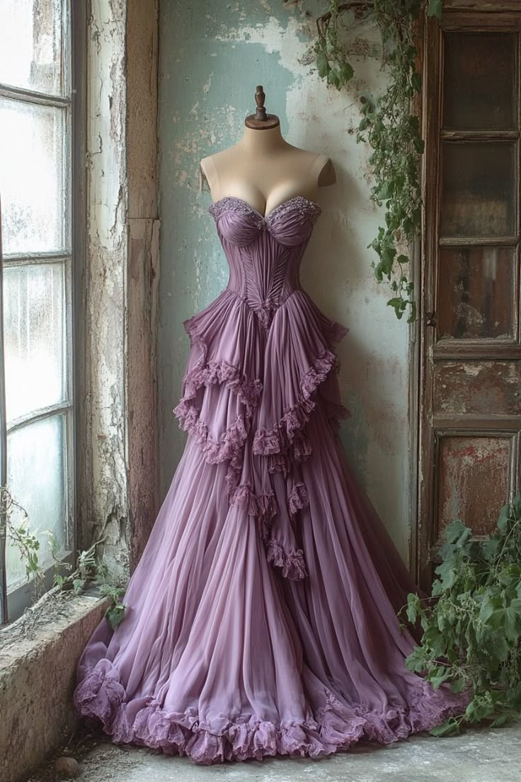 Hermoso vestido de fiesta lila con escote en forma de corazón, vestido largo de quinceañera, vestido formal de 15 años, vestido de dulces 16 W0326