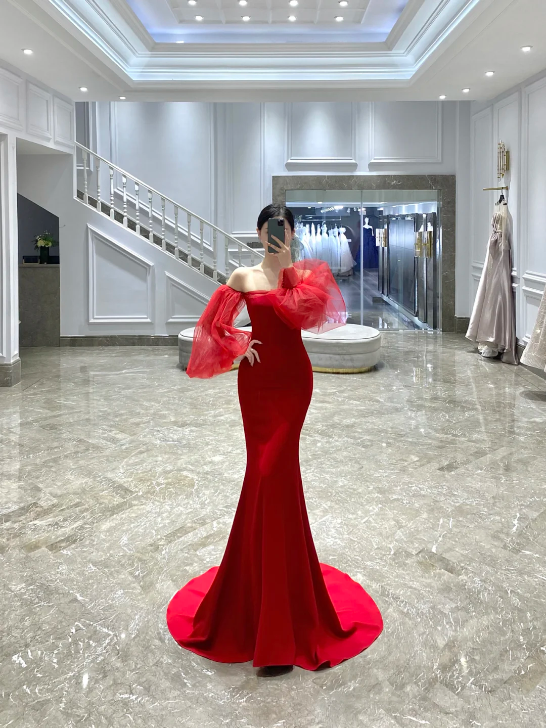 Elegante vestido de fiesta largo rojo con hombros descubiertos y corte sirena, vestido formal de verano para invitada de boda, atuendos de boda para invitada W0733