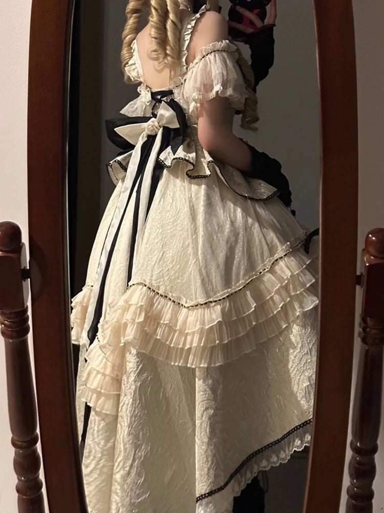 Vestido de fiesta vintage de encaje con hombros descubiertos para verano, para 18 cumpleaños, con mangas, estilo lolita, W1118