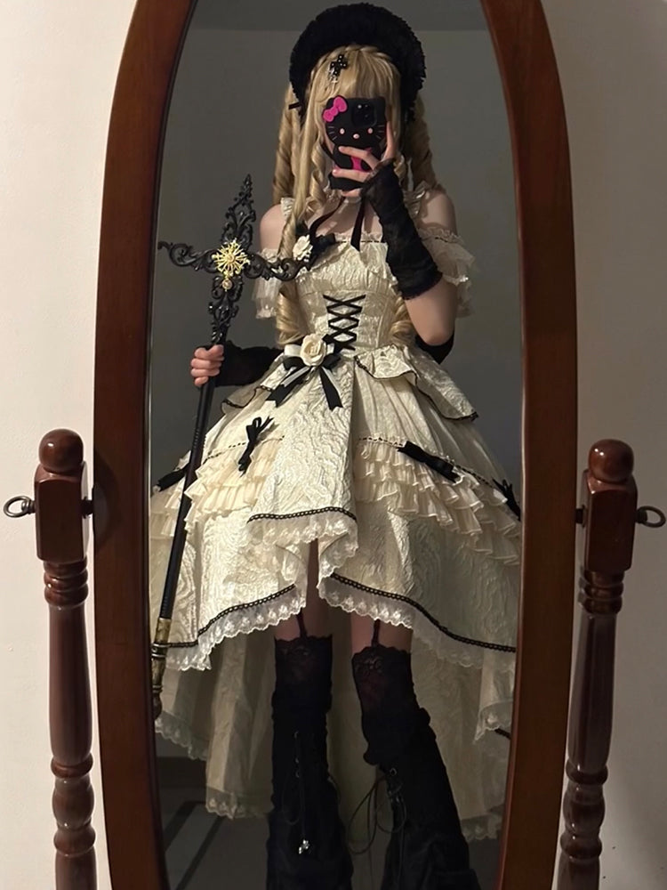 Vestido de fiesta vintage de encaje con hombros descubiertos para verano, para 18 cumpleaños, con mangas, estilo lolita, W1118